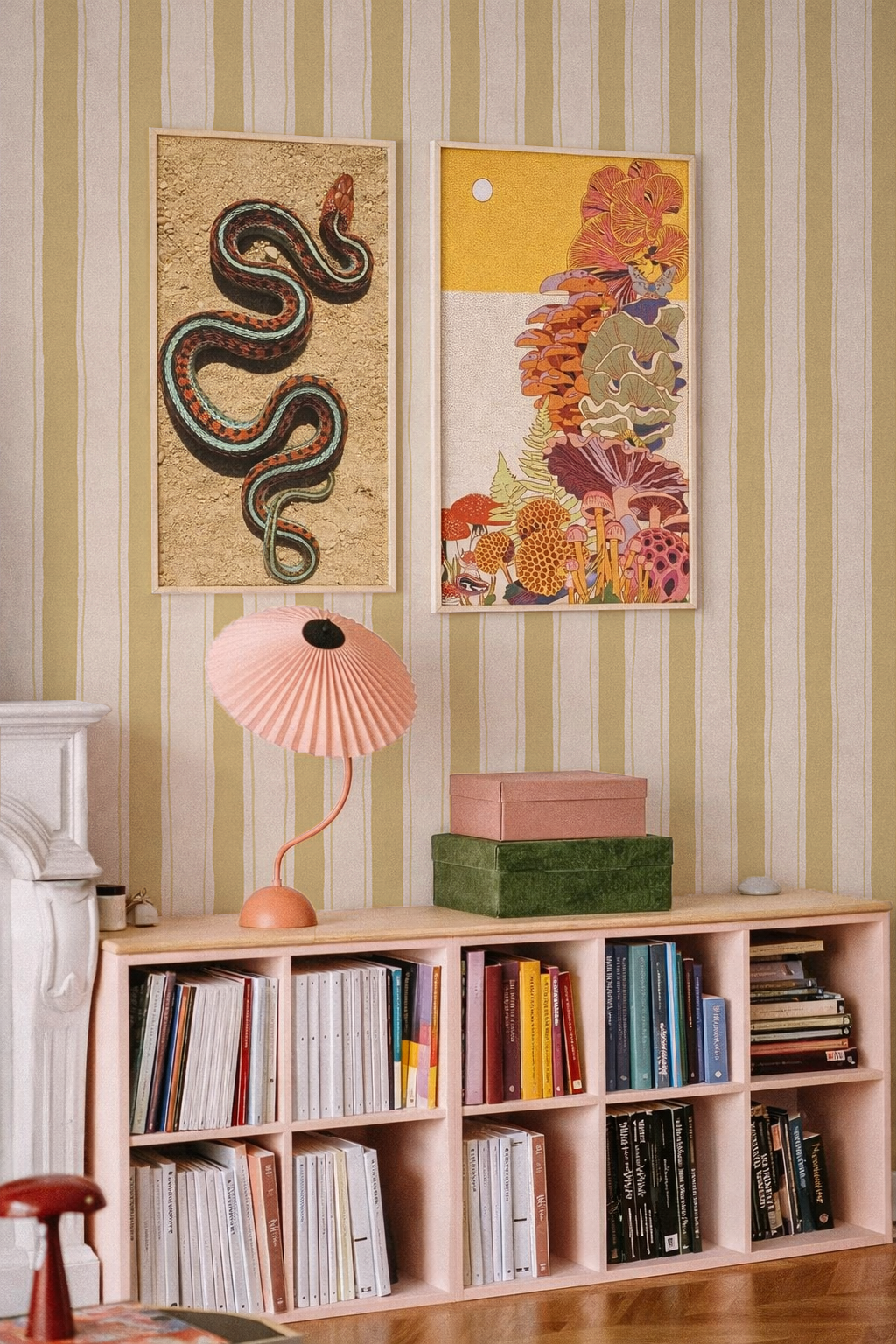 Riviera Stripe Wallpaper, off-white and butter yellow