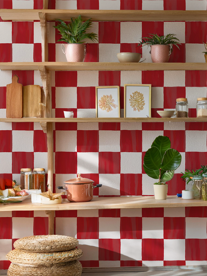Checkers Wallpaper, red – Samantha Santana Creative