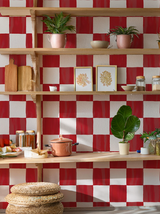 Checkers Wallpaper, red