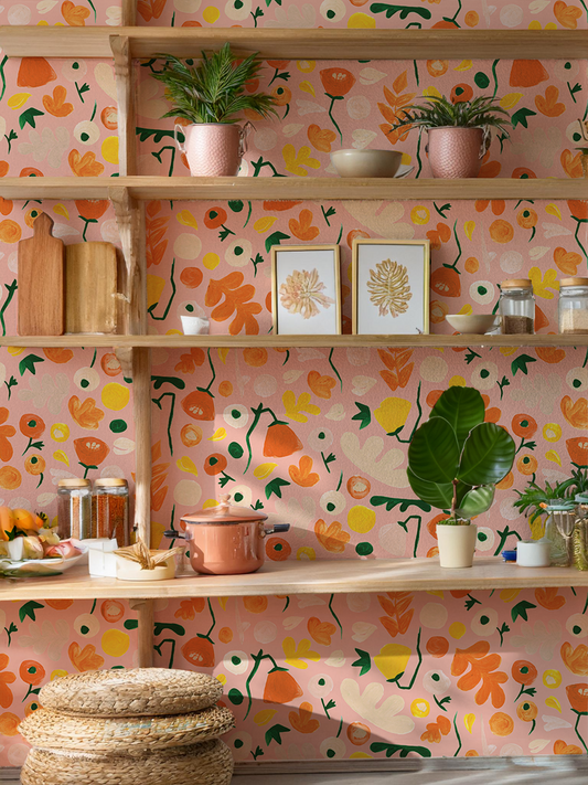 Henri Floral Wallpaper, pink