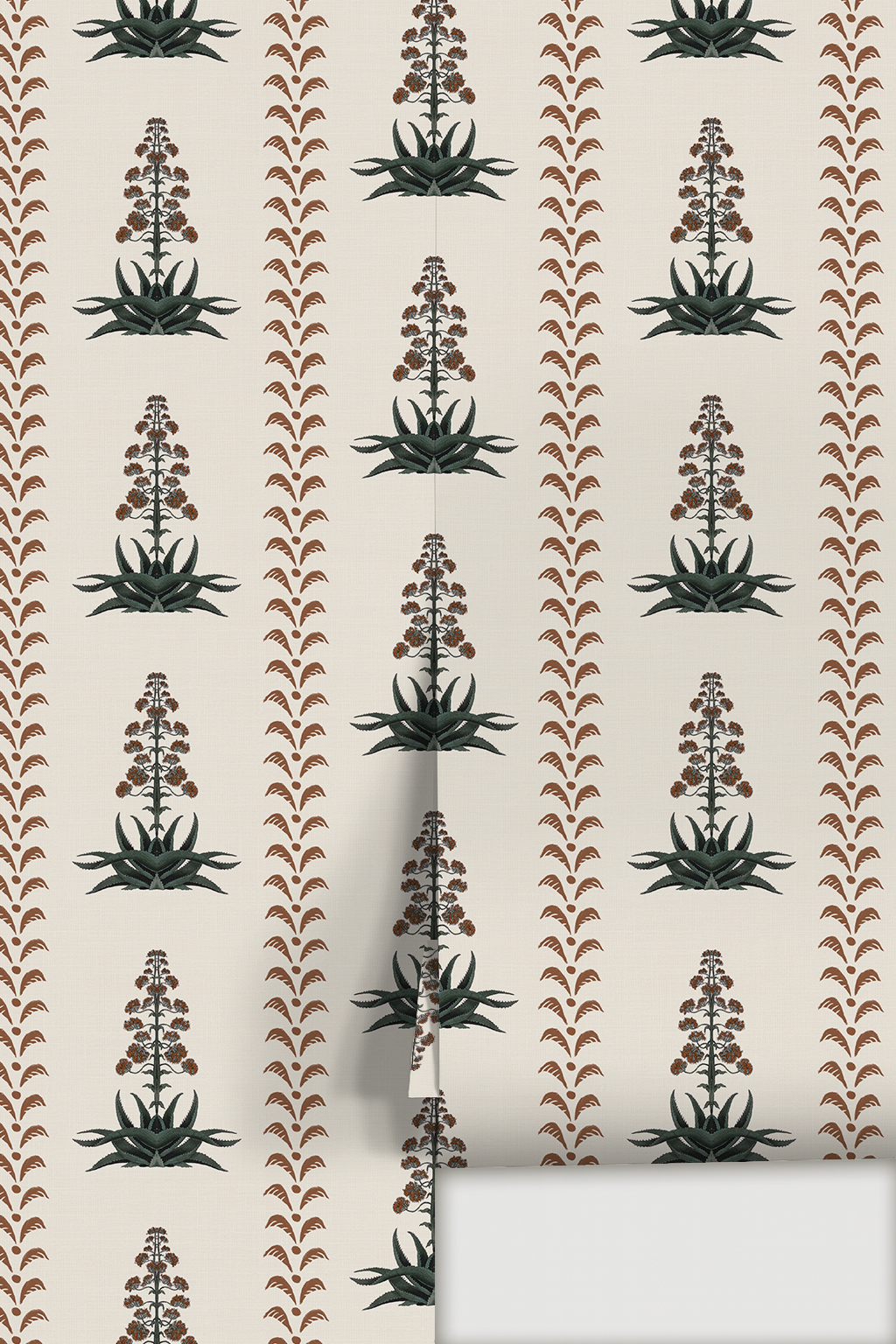 Century Bloom Wallpaper, beige and brown