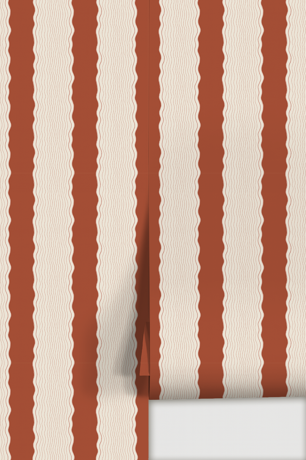 Rio Ripple Wallpaper, beige and brick red
