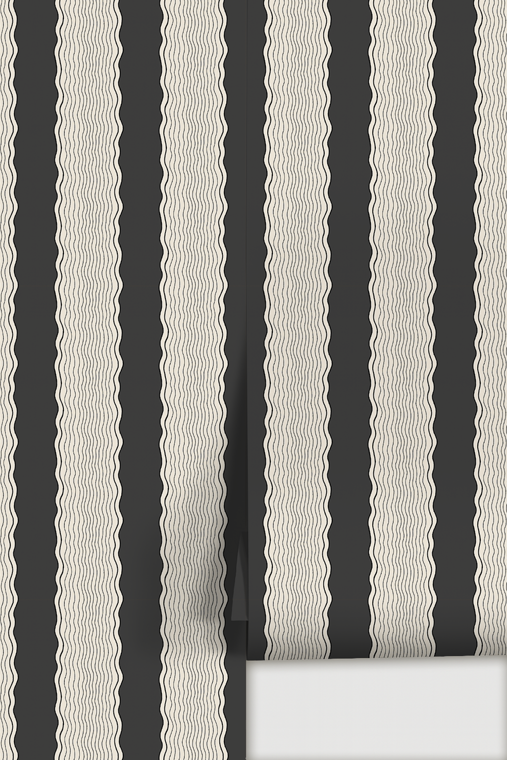 Rio Ripple Wallpaper, beige and charcoal