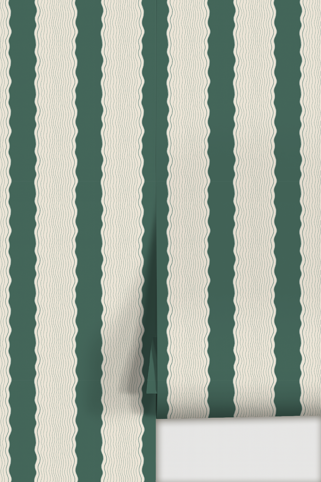 Rio Ripple Wallpaper, beige and dark teal