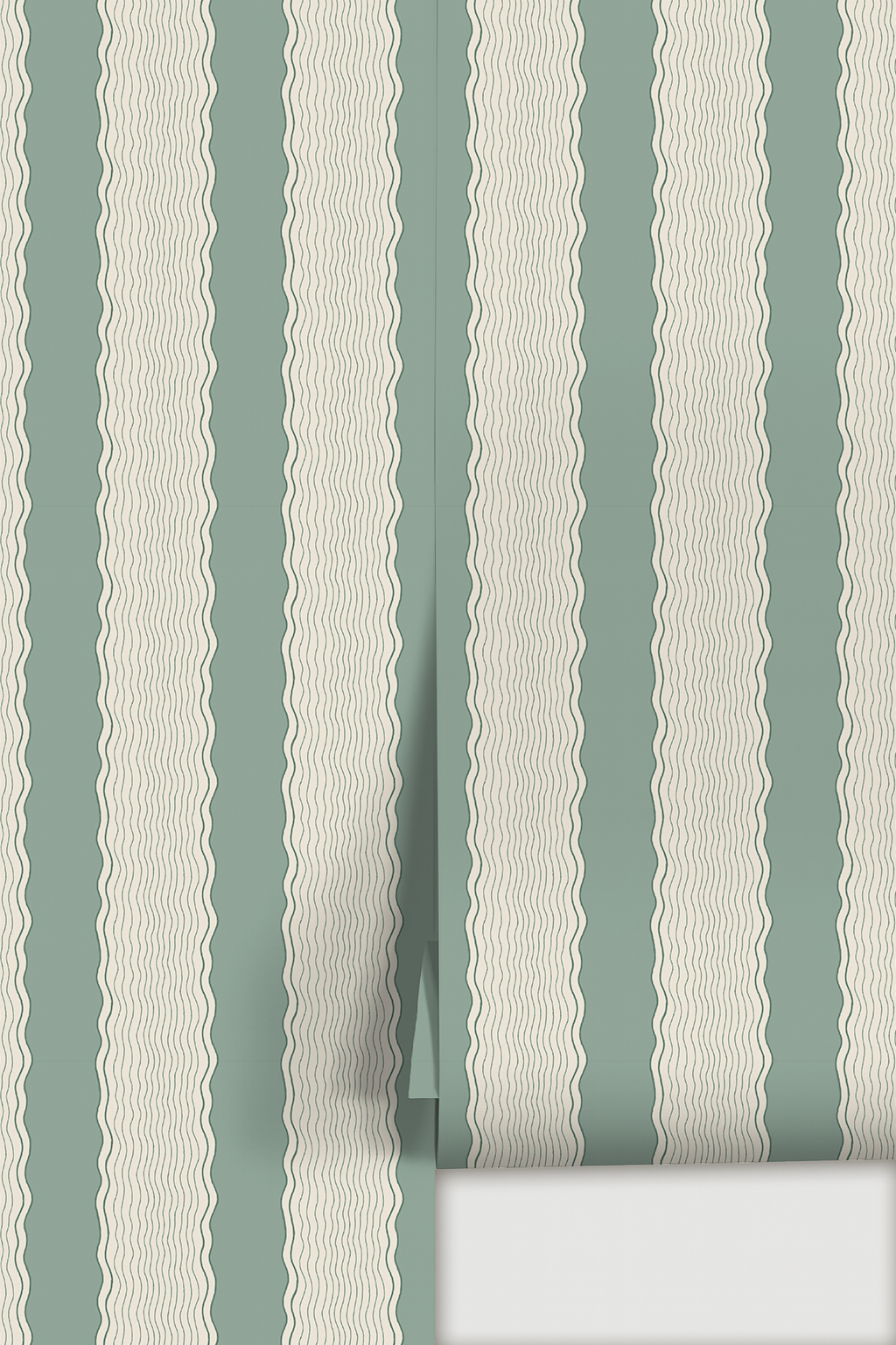 Rio Ripple Wallpaper, beige and dusty teal