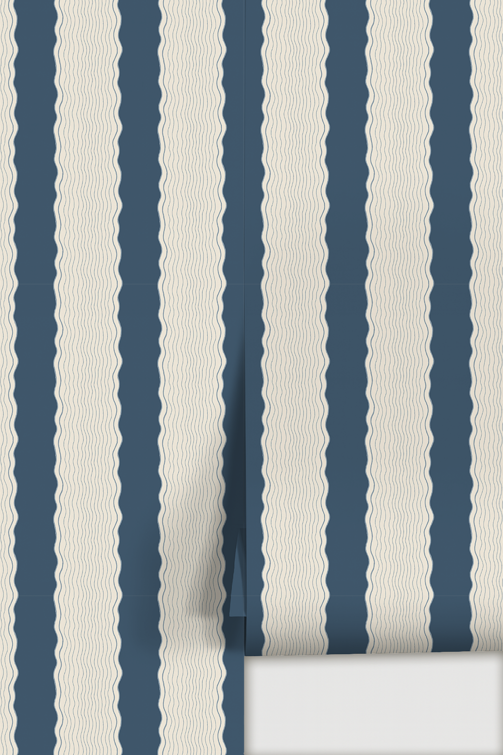 Rio Ripple Wallpaper, beige and navy