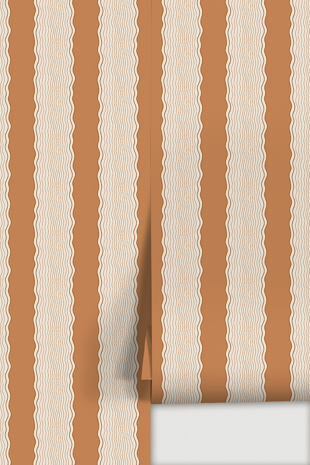 Rio Ripple Wallpaper, beige and orange creamsicle