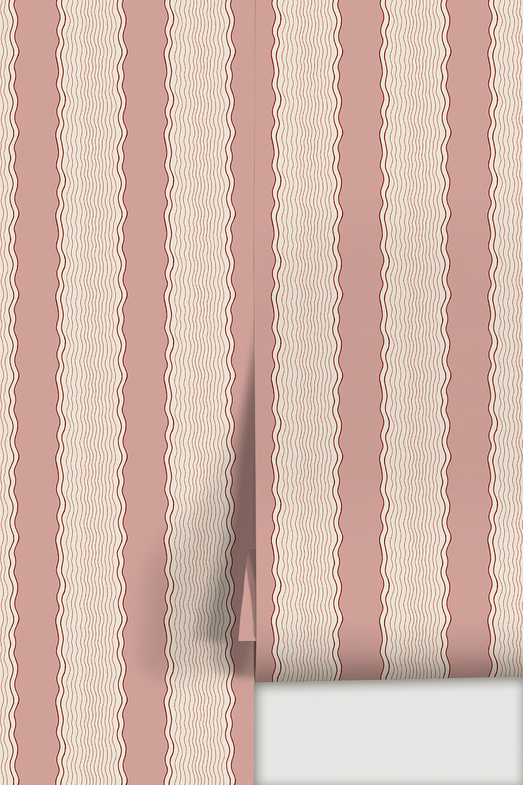 Rio Ripple Wallpaper, beige, pink and maroon