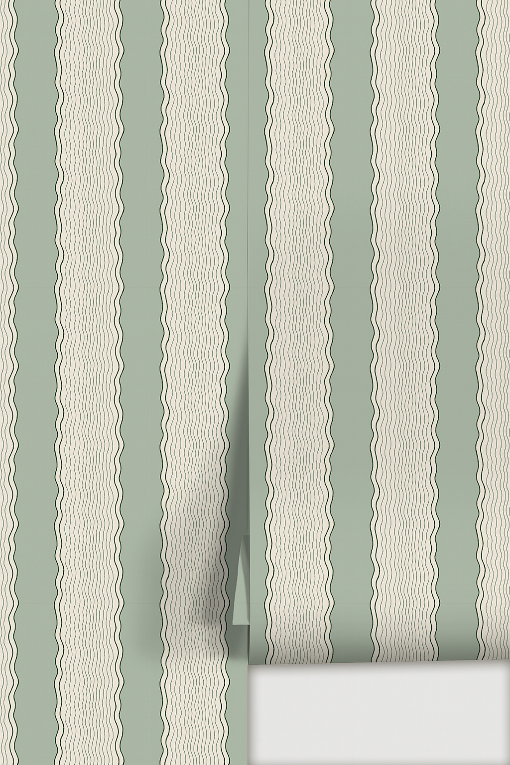 Rio Ripple Wallpaper, beige and sage