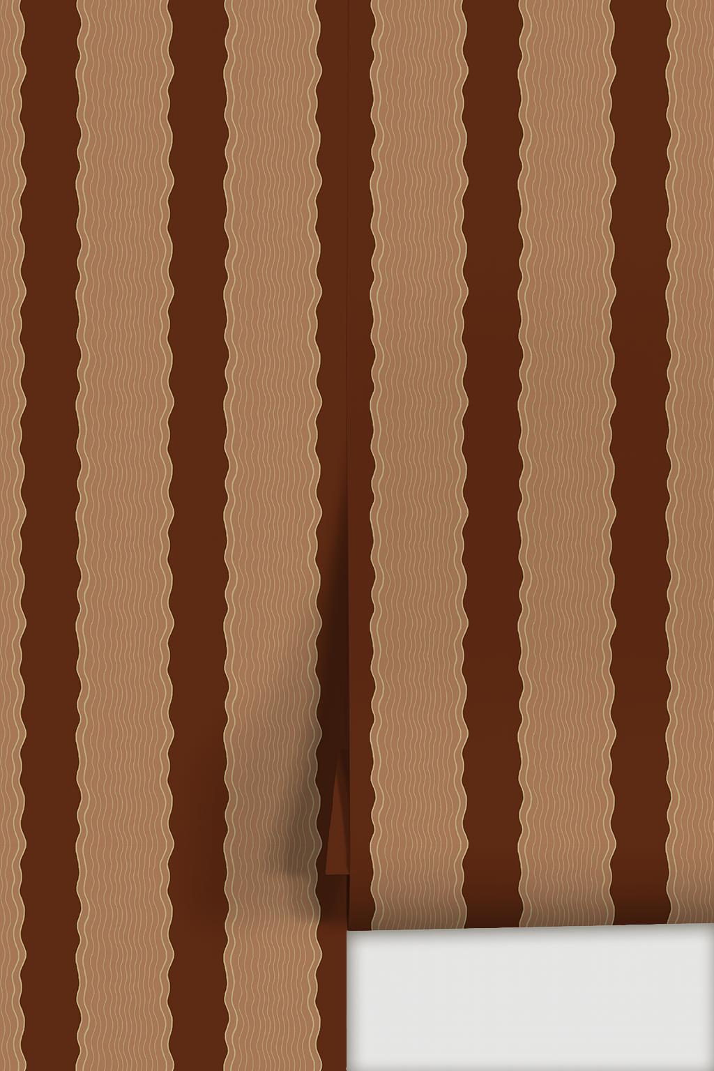 Rio Ripple Wallpaper, chocolate and terra cotta