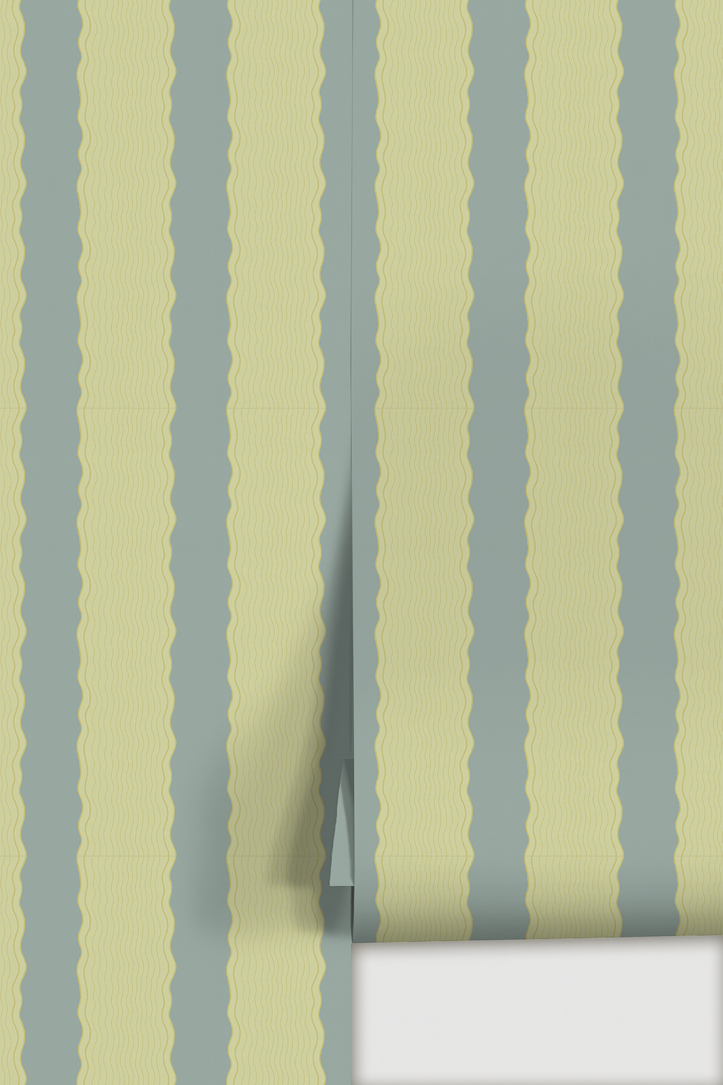 Rio Ripple Wallpaper, dusty blue and key lime
