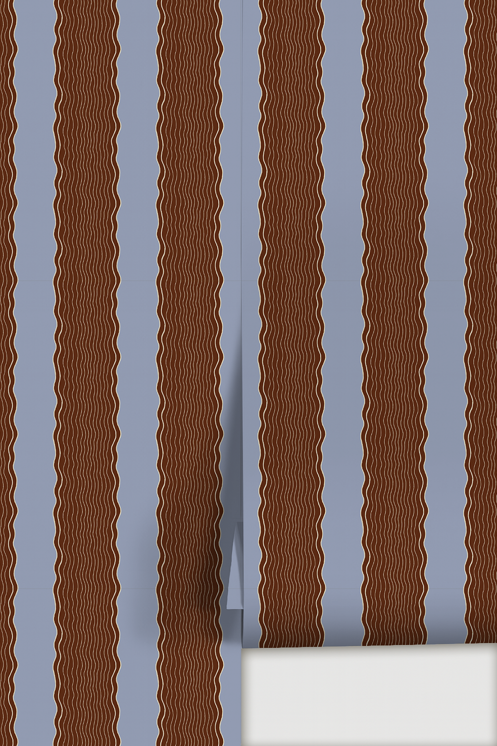 Rio Ripple Wallpaper, french blue and chocolate