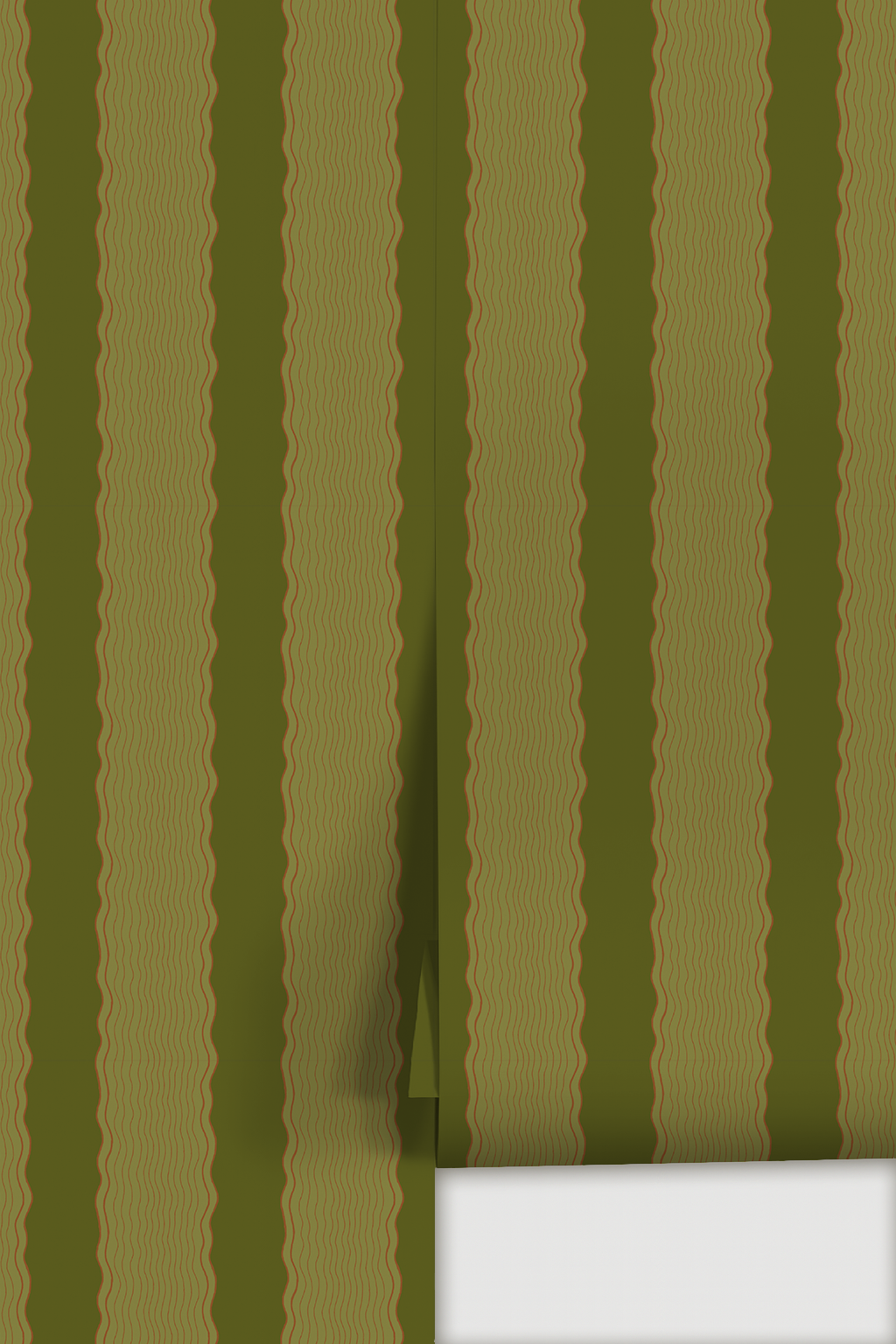 Rio Ripple Wallpaper, green and orange