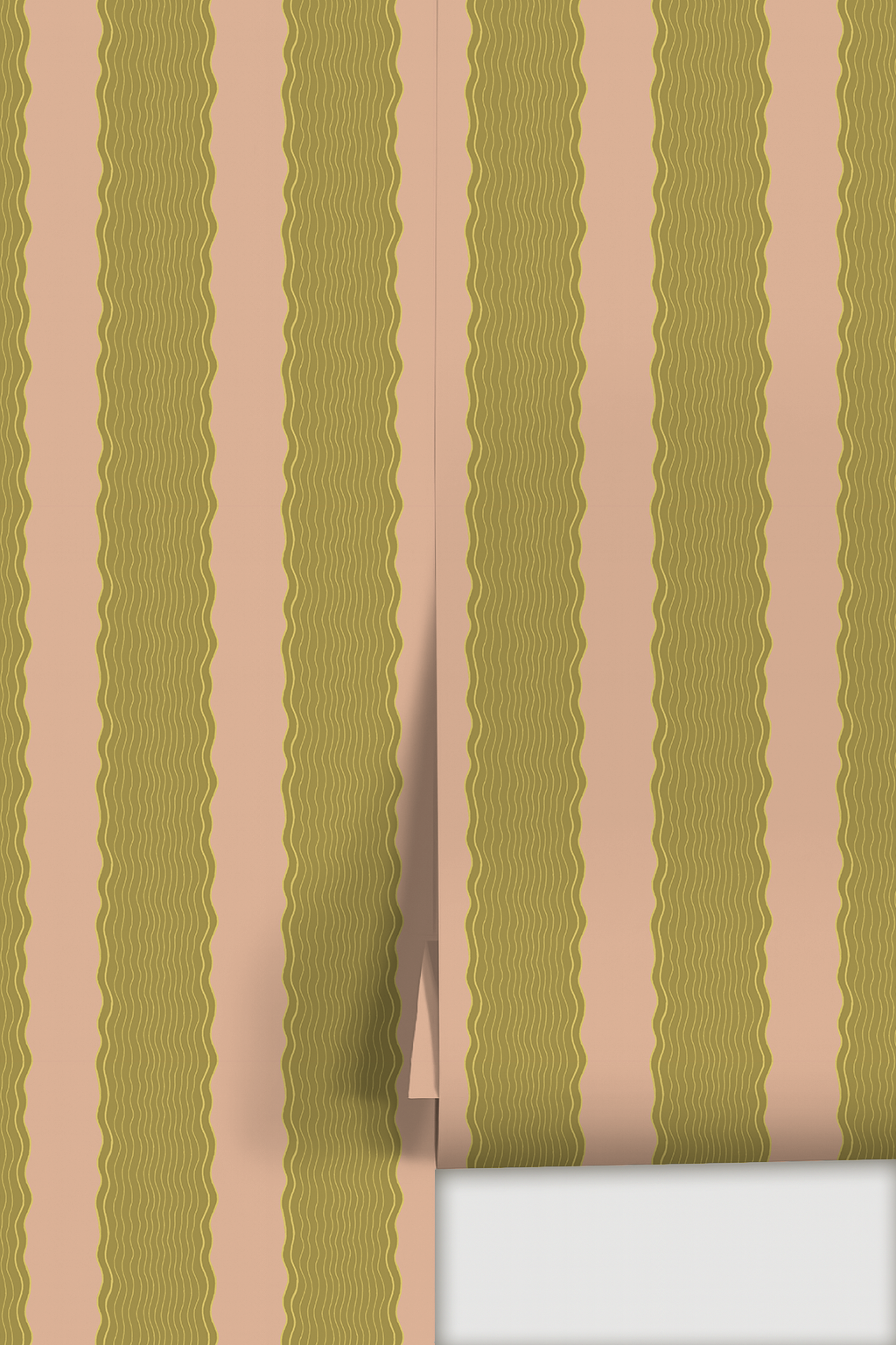 Rio Ripple Wallpaper, peach and olive