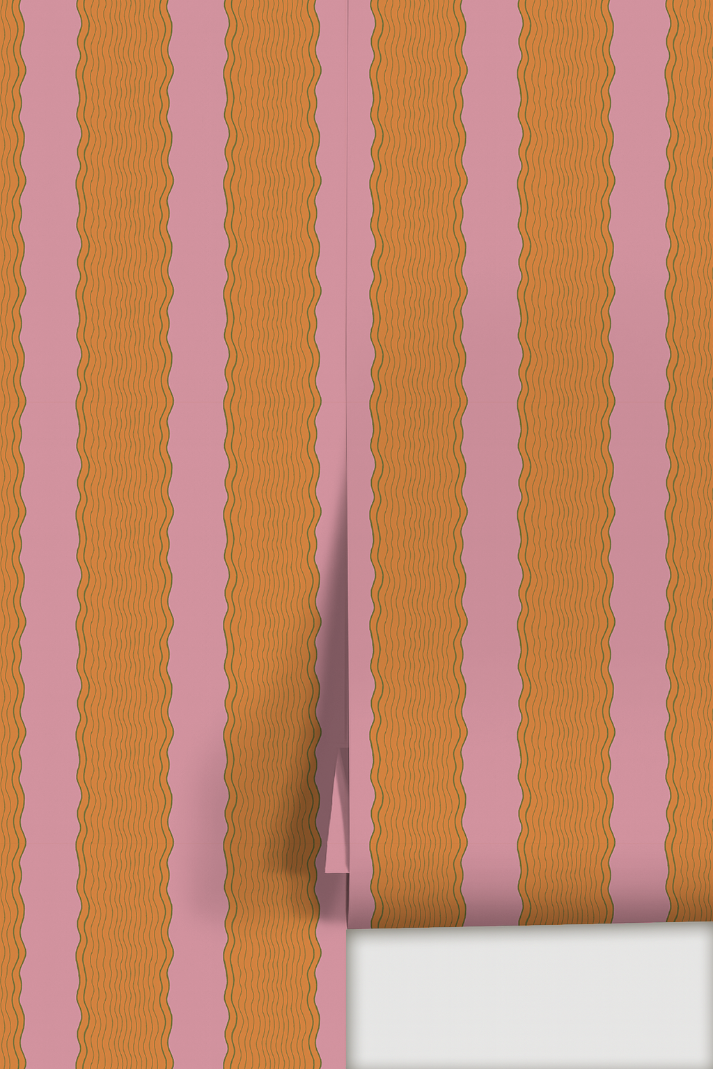 Rio Ripple Wallpaper, pink and orange
