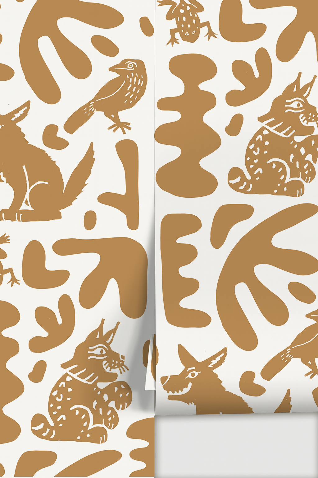 Abstract Animales Walllpaper, white and toffee
