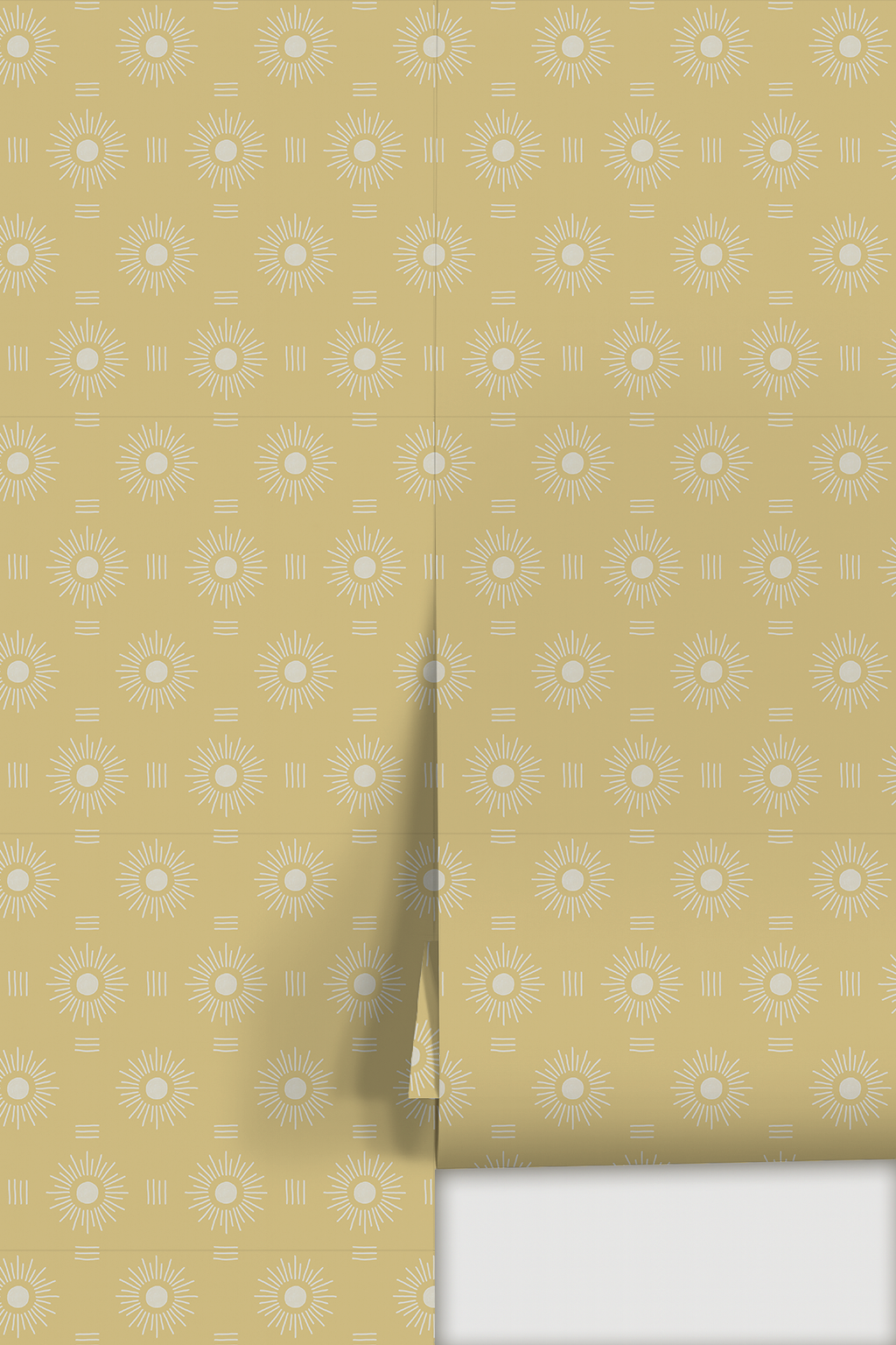 Sun Rays Wallpaper, butter yellow and white