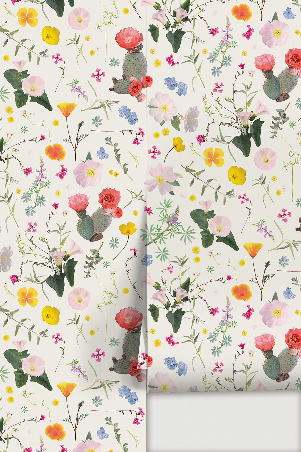 California Native Wallpaper, white and multicolor
