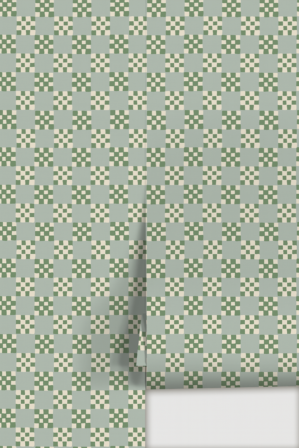 Cantina Check Wallpaper, mint, sage and white