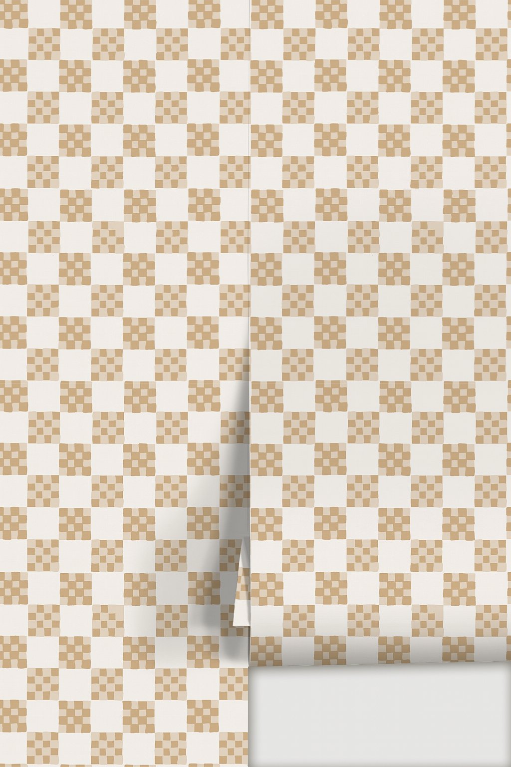 Cantina Check Wallpaper, white and tan