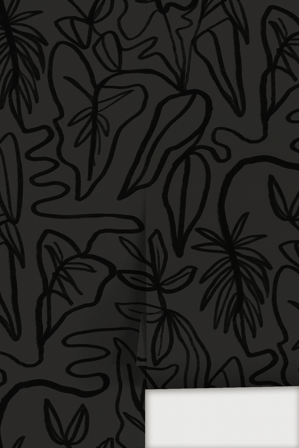 Inked Foliage Wallpaper, black