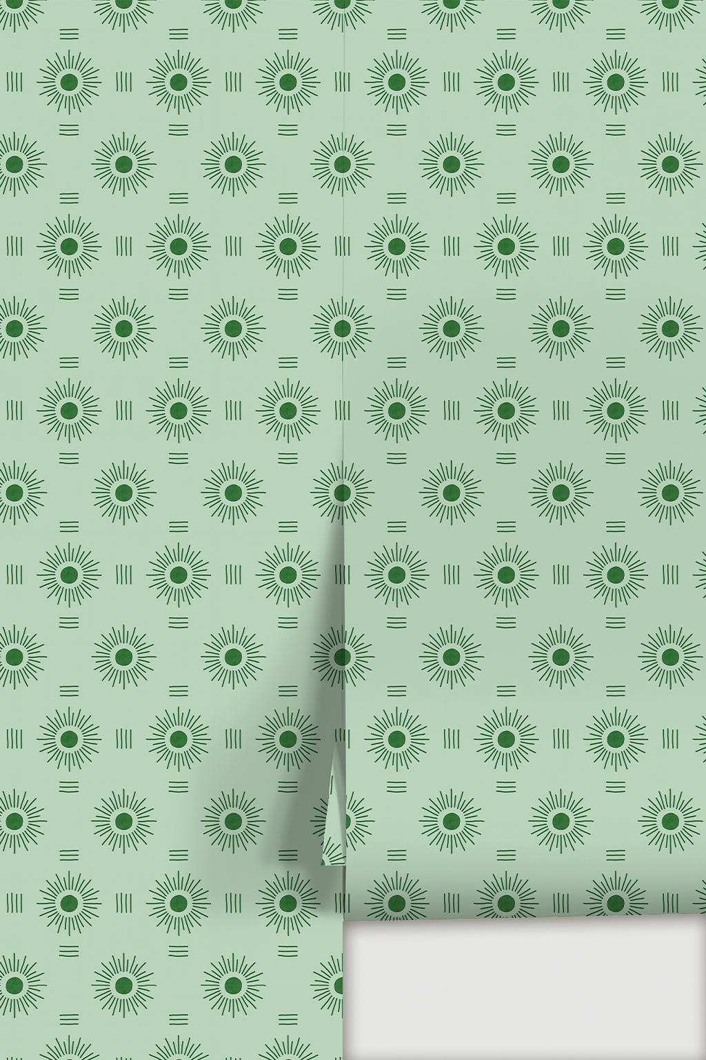 Sun Rays Wallpaper, mint and green