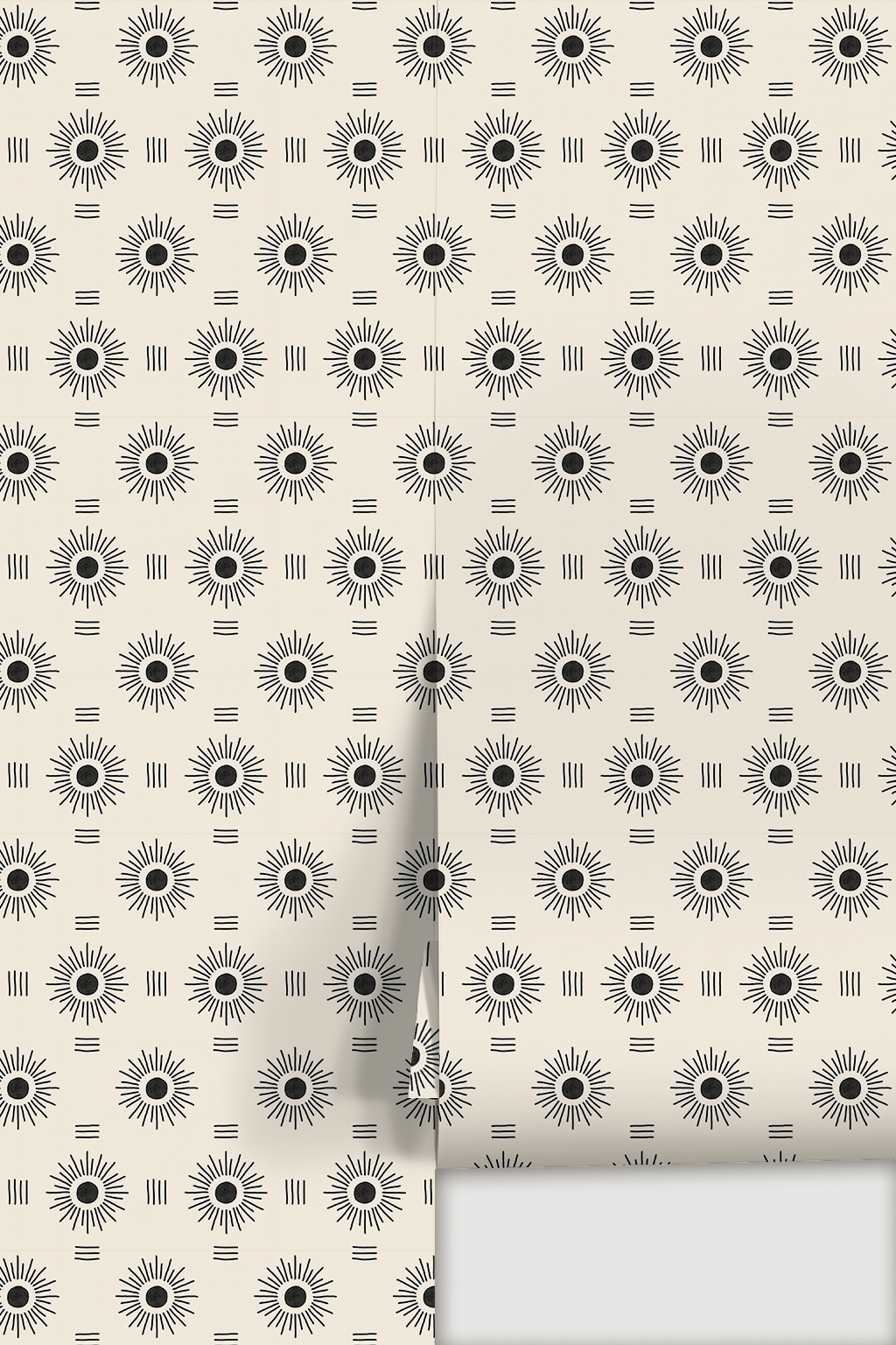 Sun Rays Wallpaper, off-white and black
