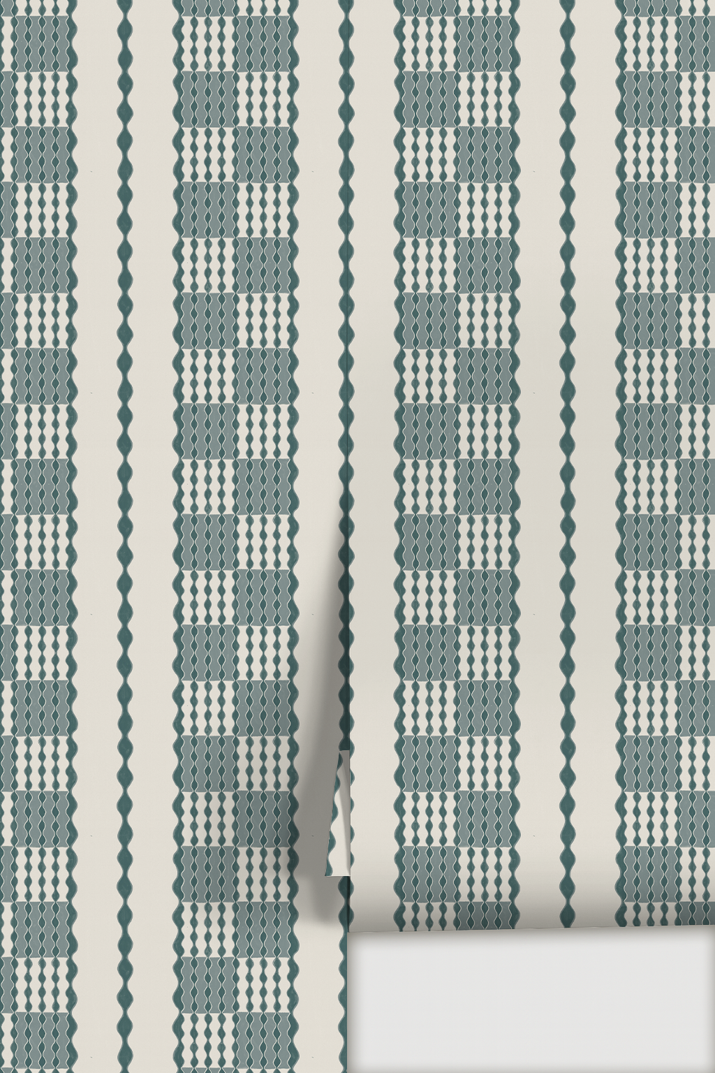 Telar Weave Wallpaper, beige and dusty teals