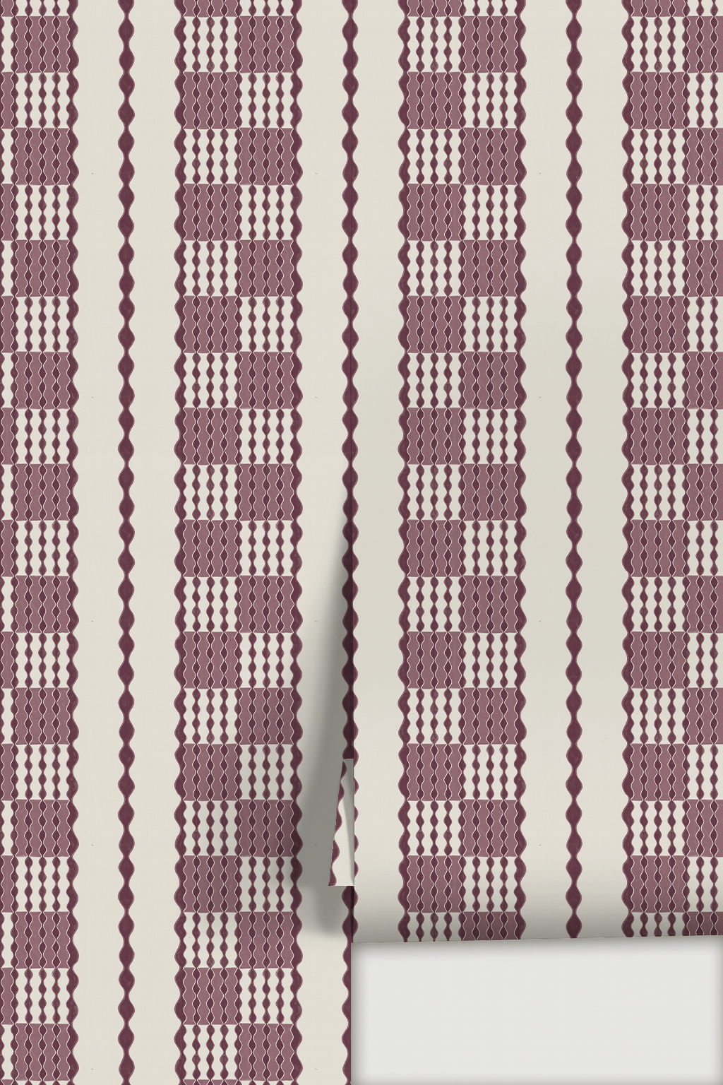 Telar Weave Wallpaper, beige, plum and mauve