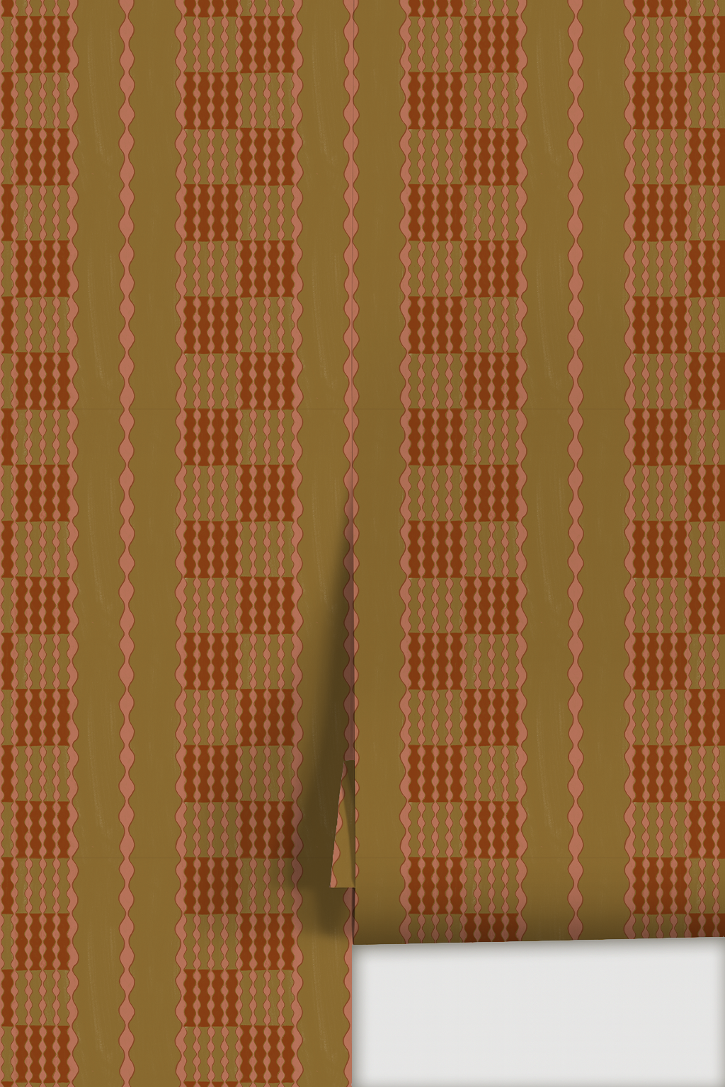 Telar Weave Wallpaper, chartreuse, peach and orange