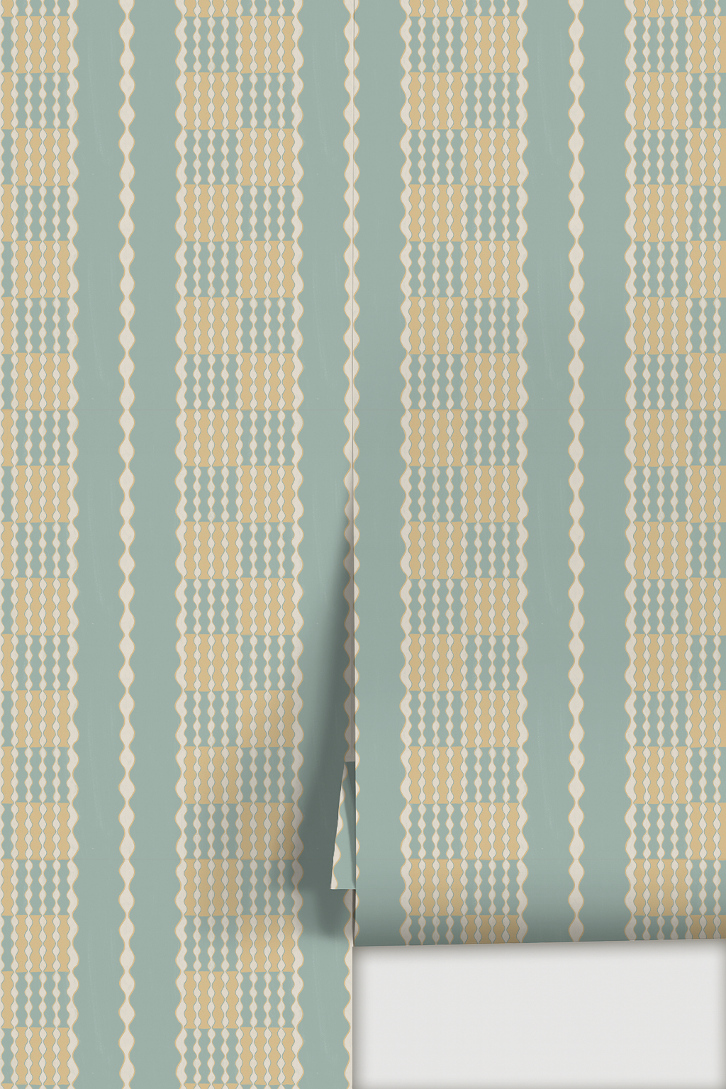 Telar Weave Wallpaper, light blue, butter and beige