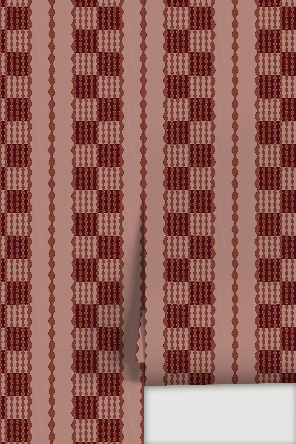 Telar Weave Wallpaper, mauve, terra cotta and wine