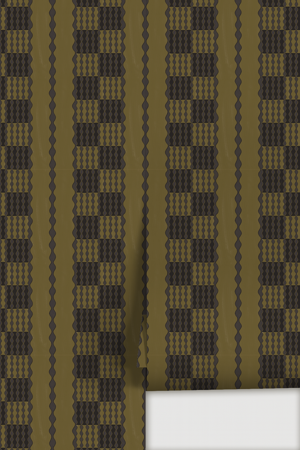 Telar Weave Wallpaper, olive and charcoal