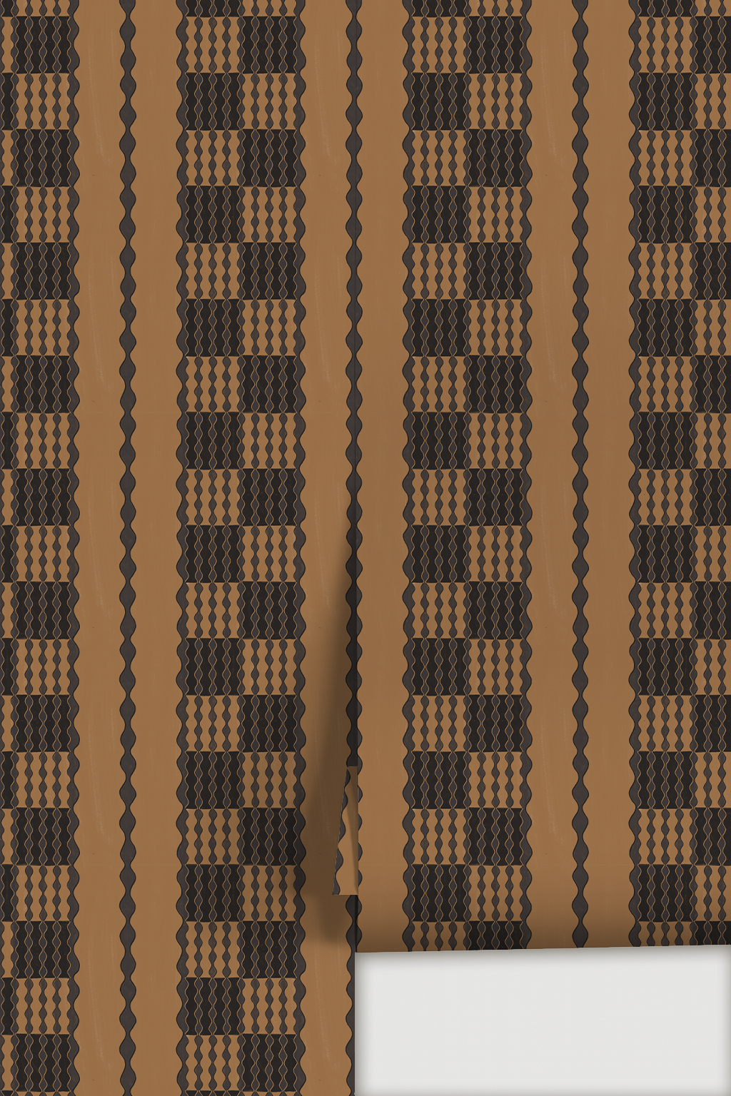 Telar Weave Wallpaper, toffee and charcoal
