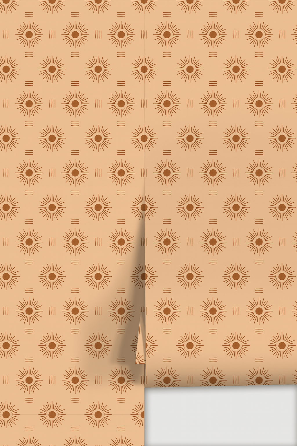 Sun Rays Wallpaper, peach and rust