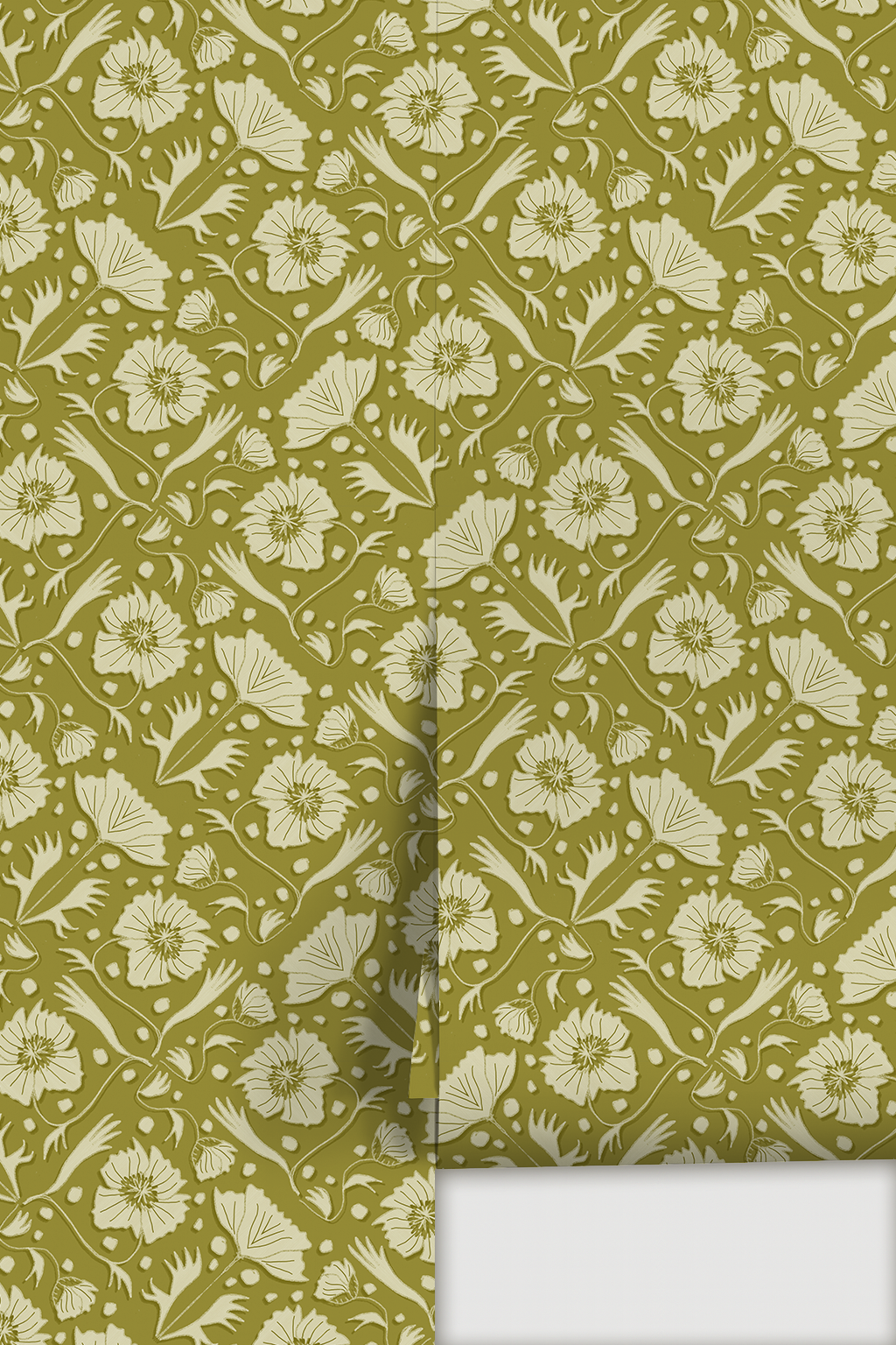 Poppy Pavilion Wallpaper, chartreuse
