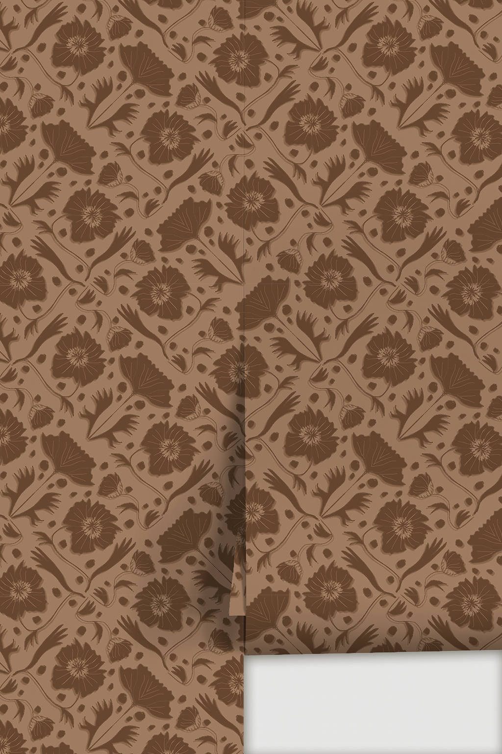 Poppy Pavilion Wallpaper, mocha latte