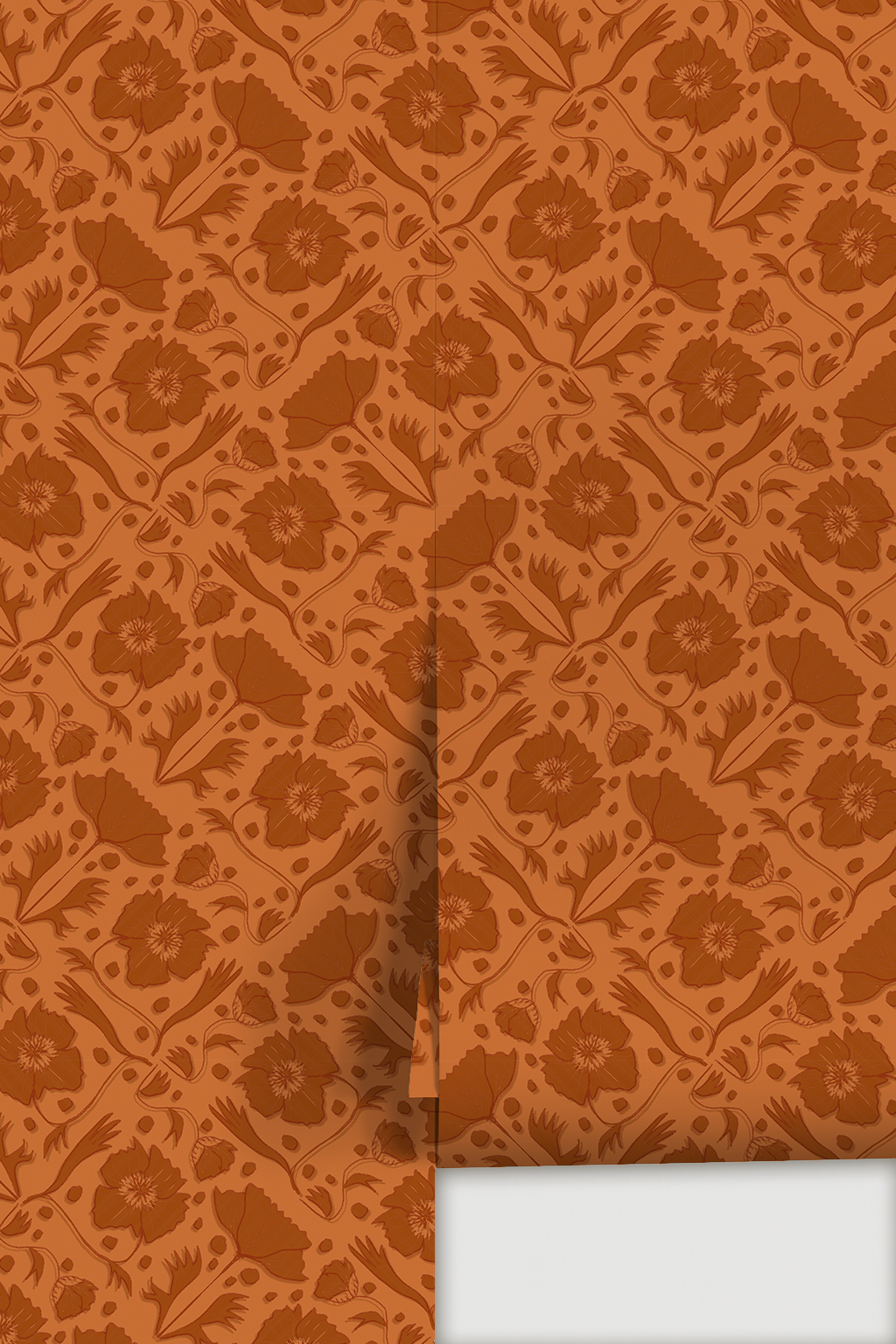 Poppy Pavilion Wallpaper, orange