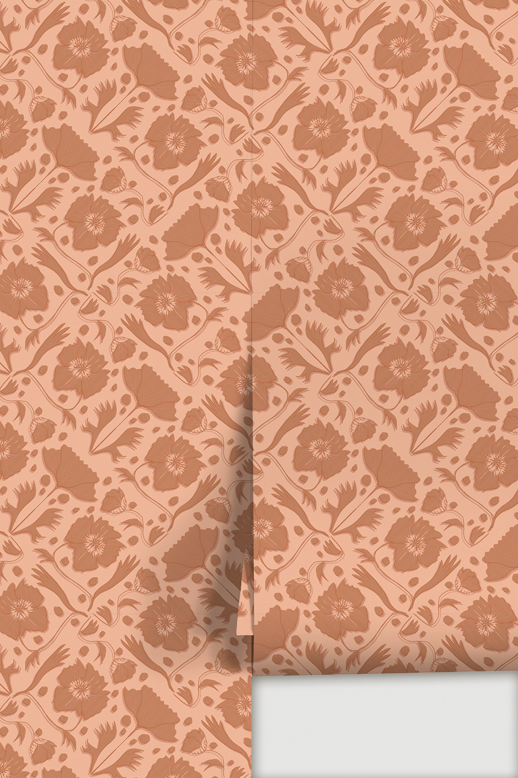 Poppy Pavilion Wallpaper, peach