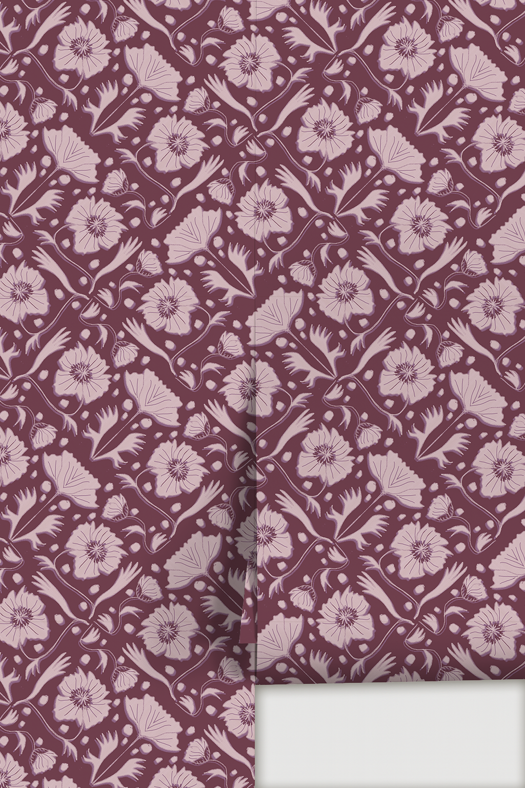 Poppy Pavilion Wallpaper, plum