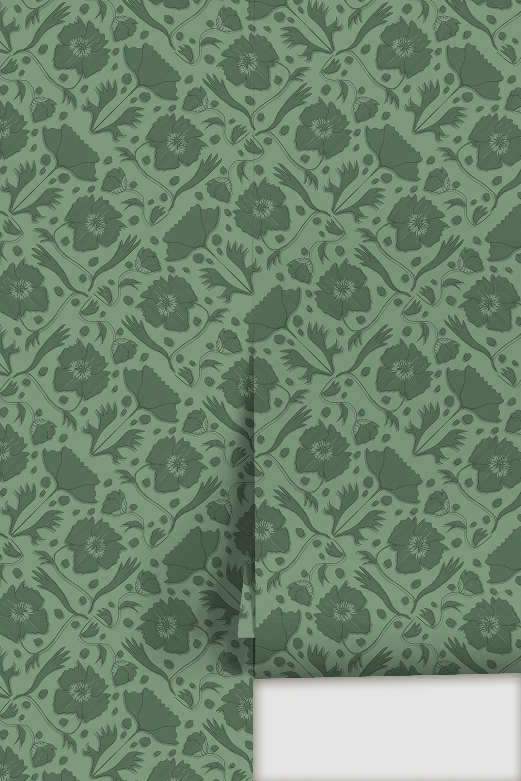 Poppy Pavilion Wallpaper, sage