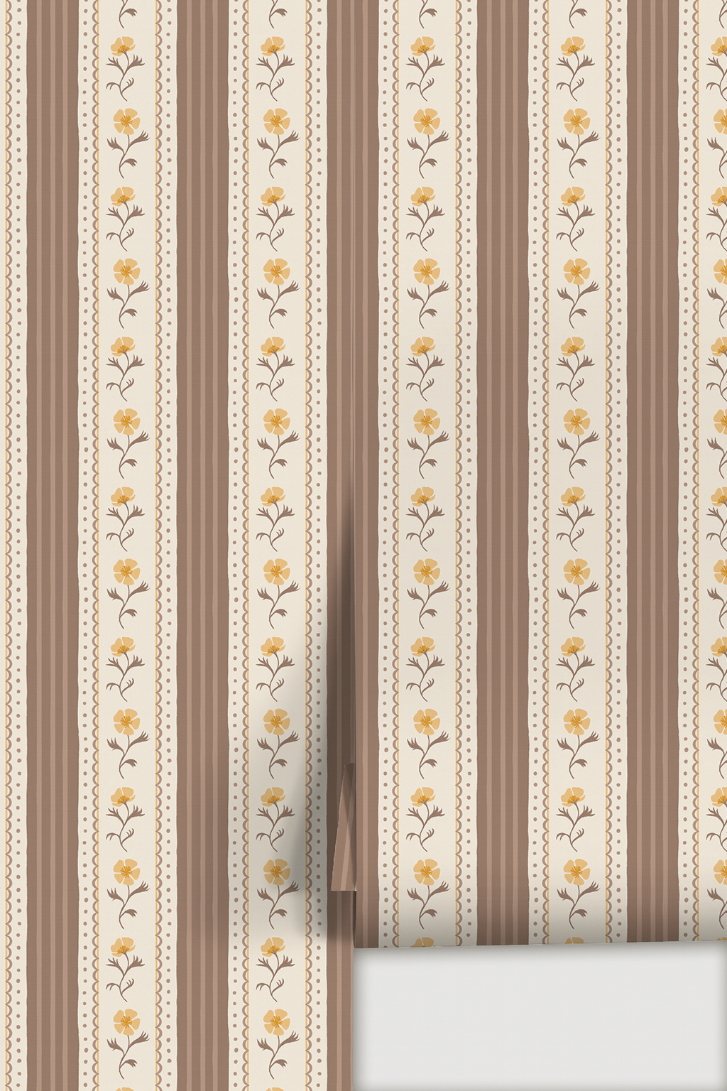 Amapola Stripe Wallpaper, beige, coco and marigold