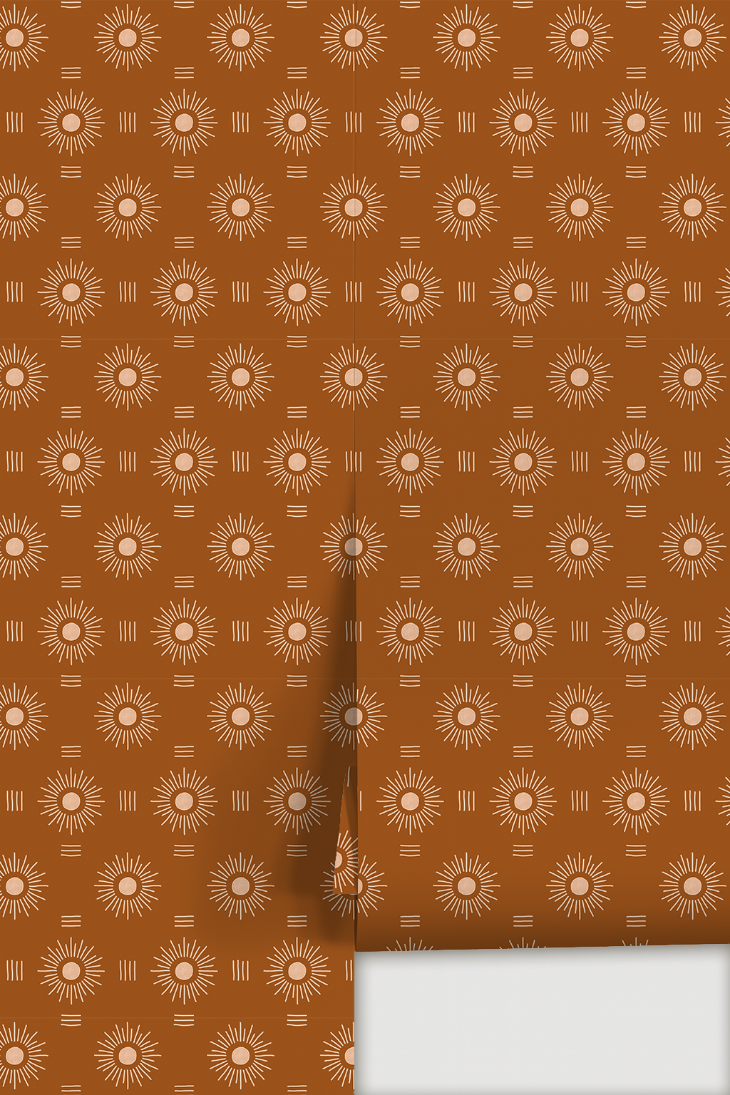 Sun Rays Wallpaper, rust and peach