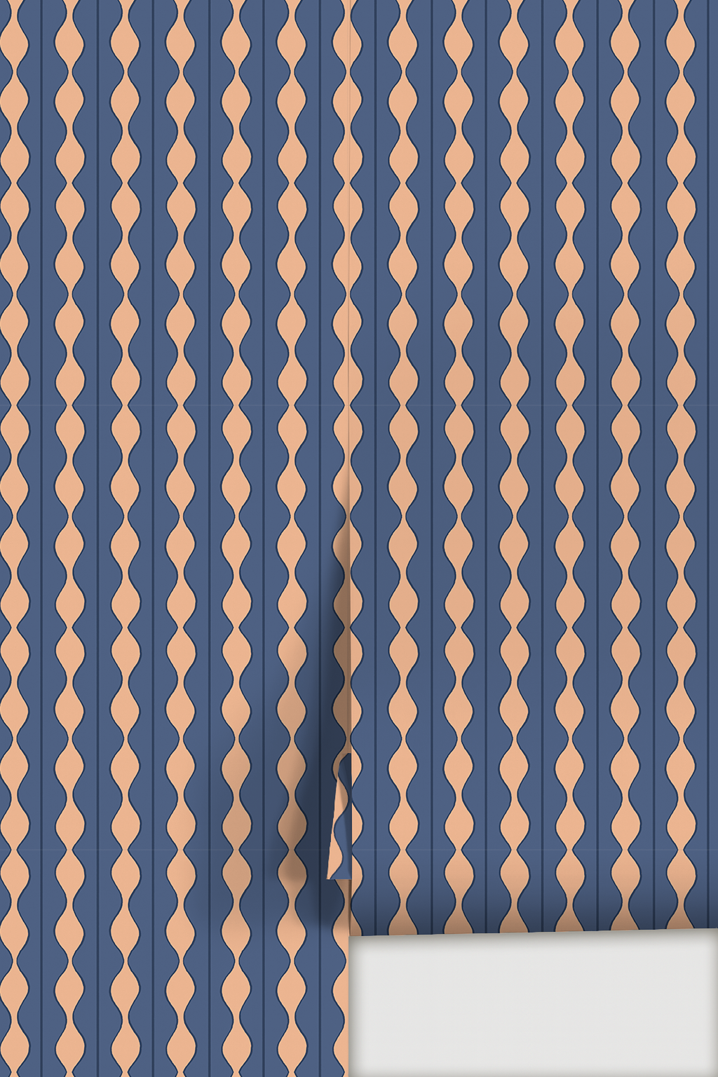 Rosario Stripe Wallpaper, baltic blue and peach