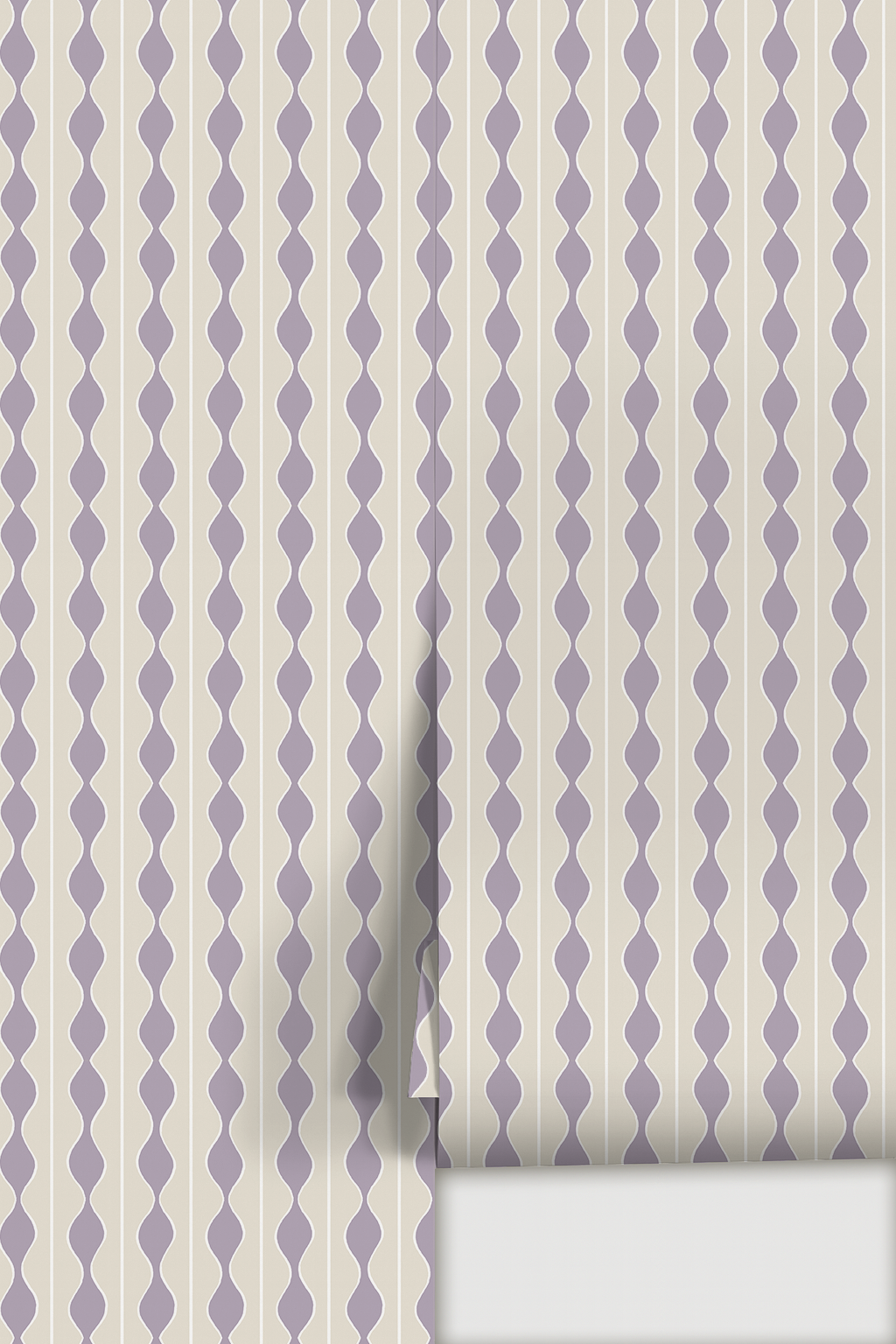 Rosario Stripe Wallpaper, beige and lavender