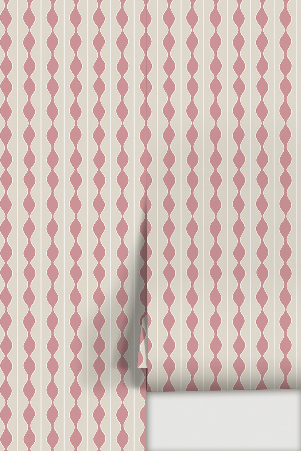 Rosario Stripe Wallpaper, beige and pink