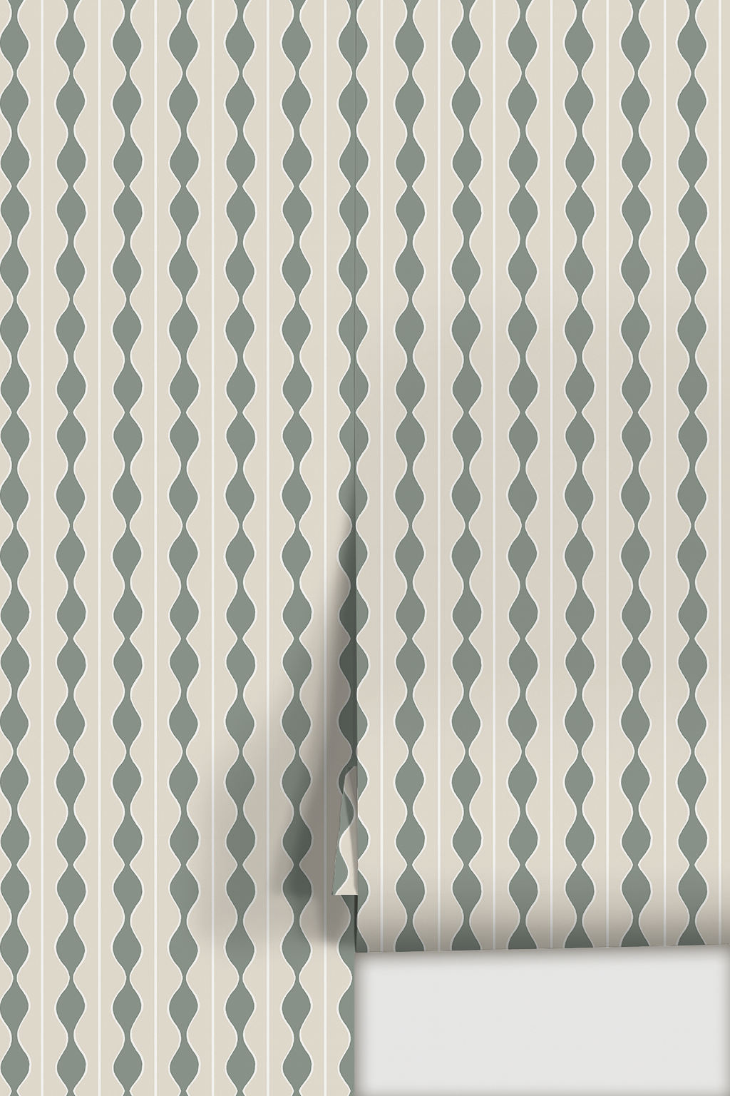 Rosario Stripe Wallpaper, beige and sage