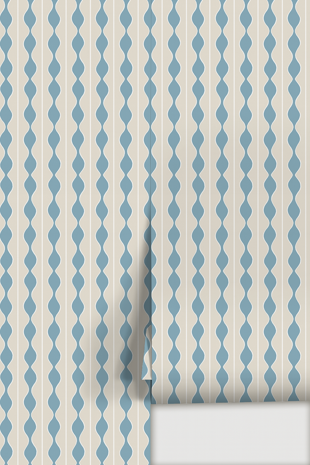 Rosario Stripe Wallpaper, beige and sky blue