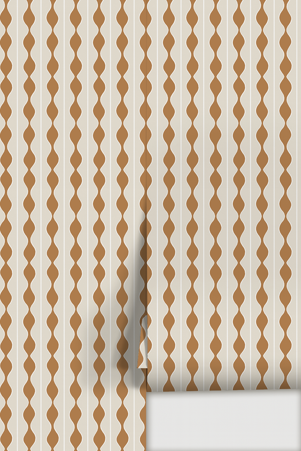 Rosario Stripe Wallpaper, beige and toffee