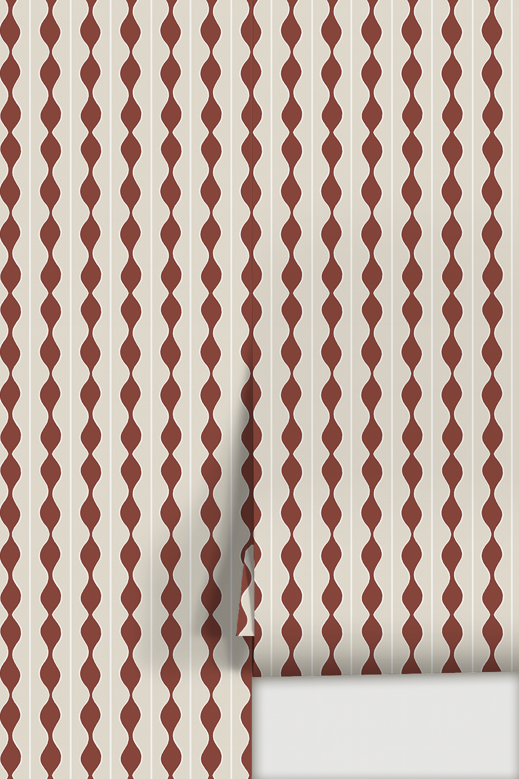 Rosario Stripe Wallpaper, beige and wine